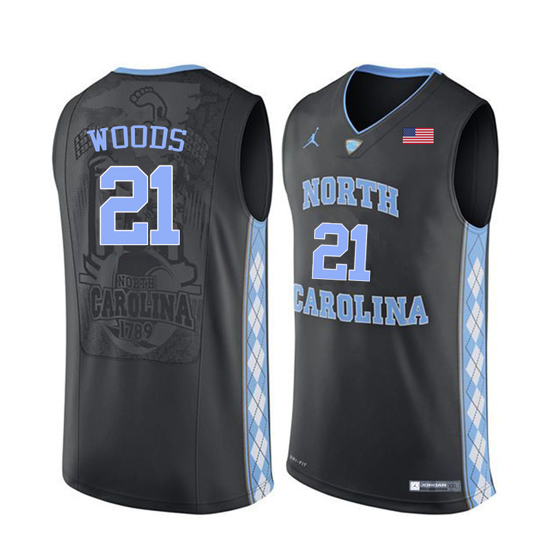 Men North Carolina Tar Heels #21 Seventh Woods College Basketball Jerseys Sale-Black - Click Image to Close
